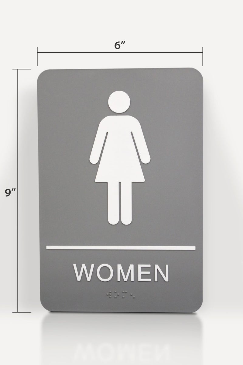 Headline Sign 5217 Women's Restroom ADA Sign with Grade 2 Braille and Tactile Graphics, 6" x 9", Gray/White, Made in USA - Image 4